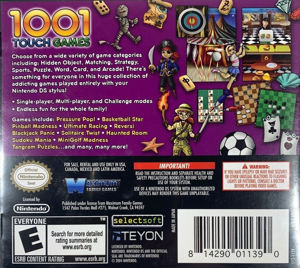 1001 Touch Games for Nintendo DS