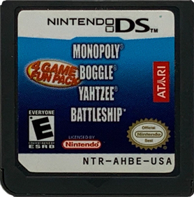 4 Game Fun Pack Monopoly/Boggle/Yahtzee/Battleship - Cart - Front Image