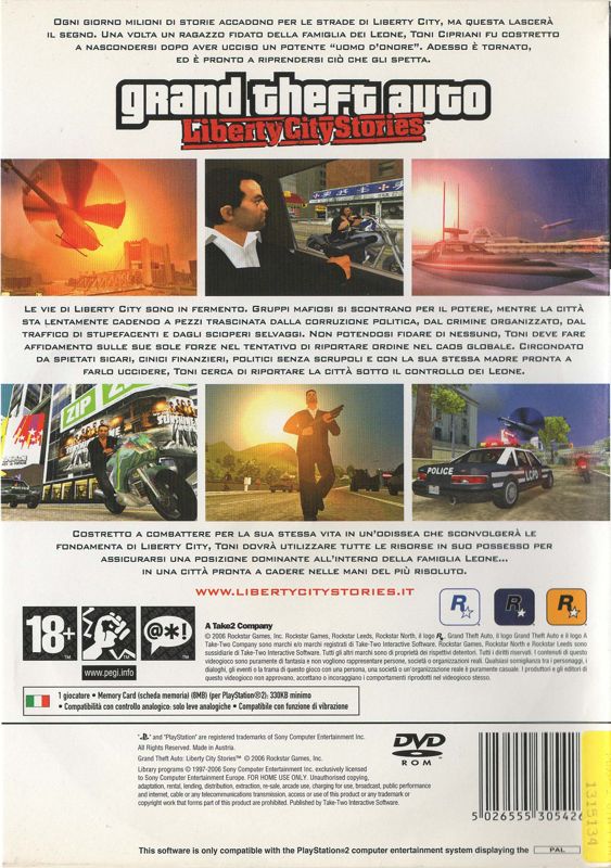 Grand Theft Auto - Liberty City Stories ROM (ISO) Download for Sony Playstation  2 / PS2 