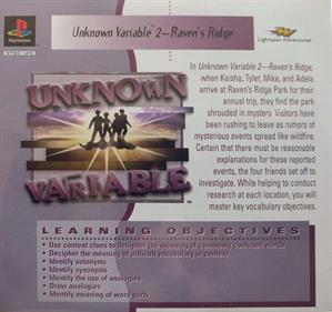 Unknown Variable 2: Raven's Ridge - Box - Front Image