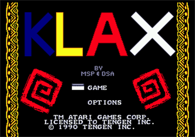 KLAX (Tengen) - Screenshot - Game Title Image