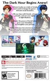 Persona 3 Portable - Box - Back Image