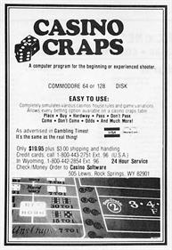 Casino Craps - Advertisement Flyer - Front Image