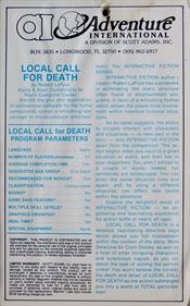 Local Call for Death - Box - Back Image