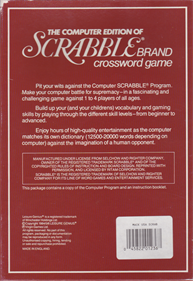 The Computer Edition of Scrabble Brand Crossword Game - Box - Back Image