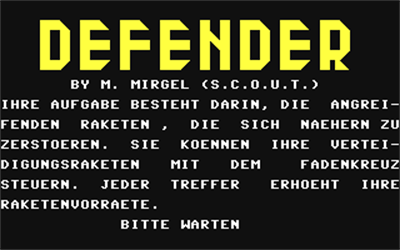 Defender (Ratz-Eberle) - Screenshot - Game Title Image