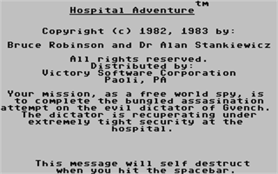 Hospital Adventure (Victory Software) - Screenshot - Game Title Image