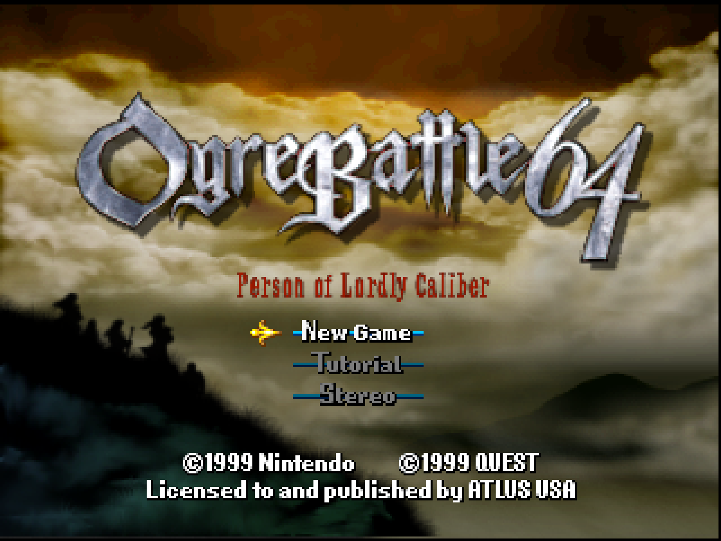 Ogre Battle 64 - person of Lordly Caliber Nintendo 64. 13. Ogre Battle 64: person of Lordly Caliber. Ogre Battle 64 - person of Lordly Caliber (USA). Ogre battle