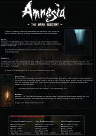 Amnesia: The Dark Descent - Box - Back Image