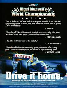 Nigel Mansell's World Championship Racing - Advertisement Flyer - Front Image