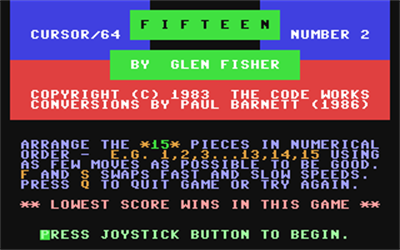 Fifteen (Code Works) - Screenshot - Game Title Image