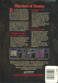 Ultima V: Warriors of Destiny - Box - Back Image
