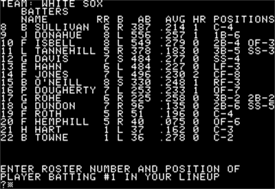 Computer Baseball - Screenshot - Gameplay Image