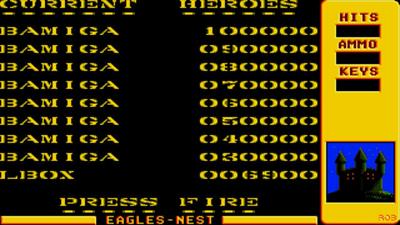 Into the Eagle's Nest - Screenshot - High Scores Image