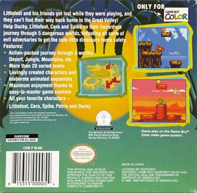 The Land Before Time - Box - Back Image