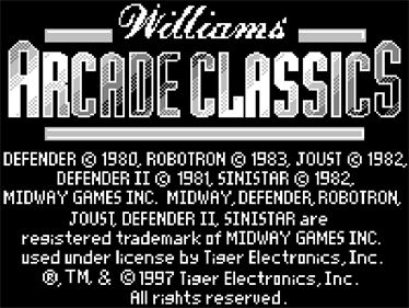 Williams Arcade Classics - Screenshot - Game Title Image