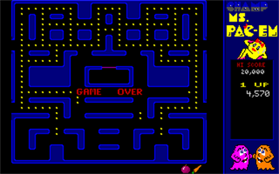CHAMP Ms. Pac-em - Screenshot - Game Over Image