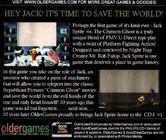 Jack Sprite Vs The Crimson Ghost - Box - Back Image