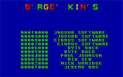 Burger Time - Screenshot - High Scores Image