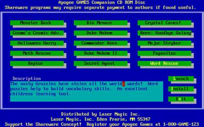 Apogee Games Companion CD-ROM - Screenshot - Game Select Image
