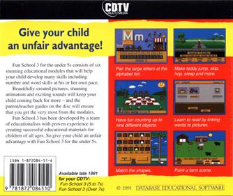 Fun School 3: For the Under 5s - Box - Back Image