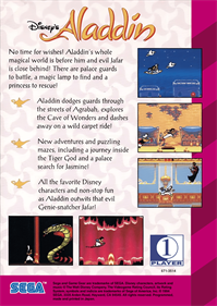 Disney's Aladdin - Box - Back Image