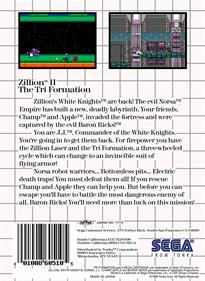 Zillion II: The Tri Formation - Box - Back - Reconstructed