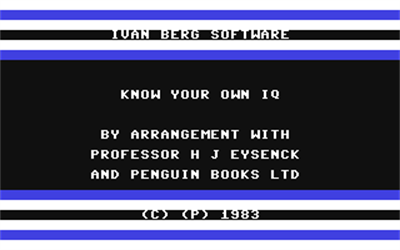 Know Your Own IQ - Screenshot - Game Title Image