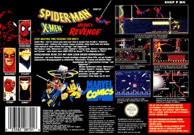 Spider-Man X-Men: Arcade's Revenge - Box - Back Image