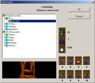 Lemmings for Windows - Screenshot - Game Select Image