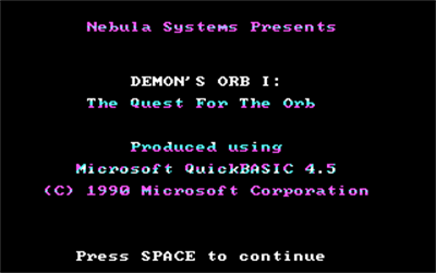 Demon's Orb I: The Quest for the Orb - Screenshot - Game Title Image