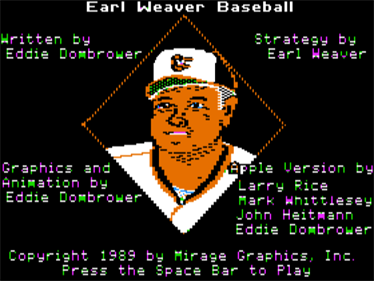 Earl Weaver Baseball - Screenshot - Game Title Image