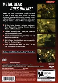 Metal Gear Solid 3: Subsistence - Box - Back Image