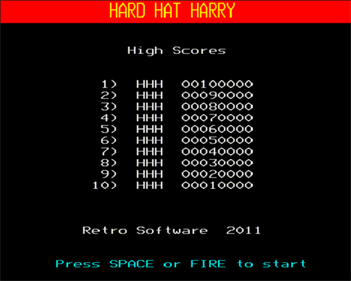 Hard Hat Harry - Screenshot - High Scores Image