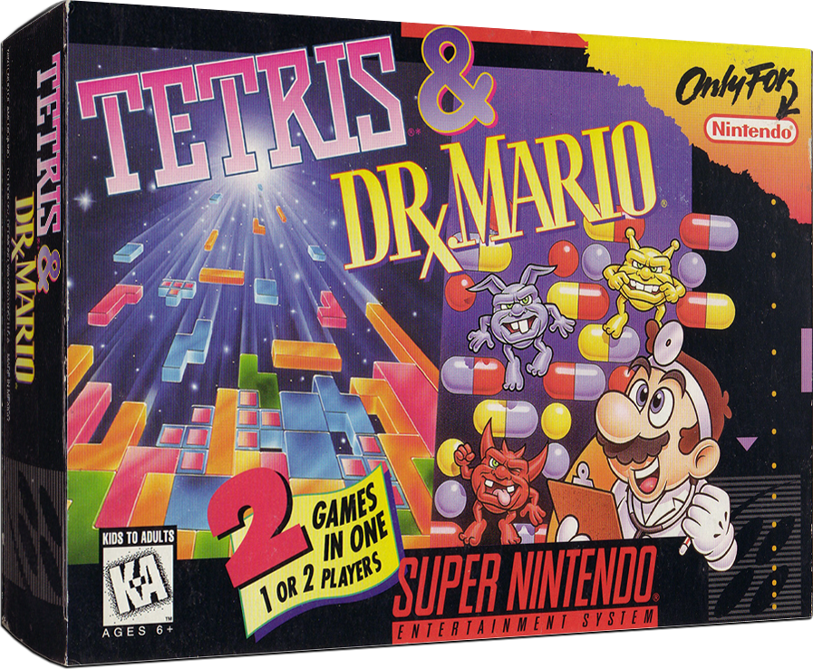 Tetris & Dr. Mario Game Only Super Nintendo SNES 2 games in one 1 or 2  players