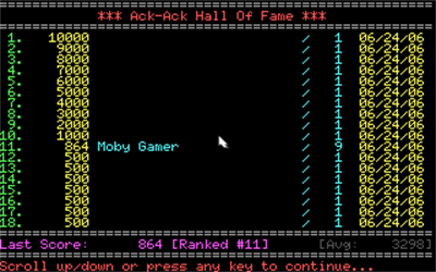 Ack-Ack Attack! - Screenshot - High Scores Image