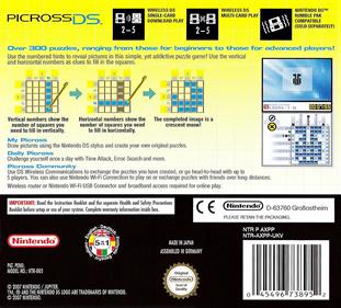 Picross DS - Box - Back Image