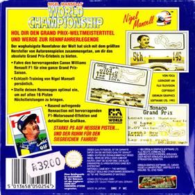 Nigel Mansell's World Championship Racing - Box - Back Image
