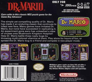 Classic NES Series: Dr. Mario - Box - Back Image
