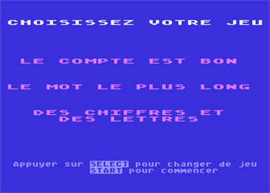 Des Chiffres et des Lettres - Screenshot - Game Select Image