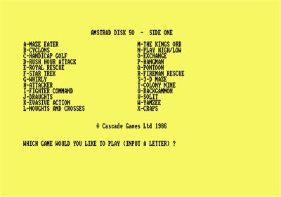 Cassette 50 - Screenshot - Game Select Image
