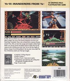 Ys III: Wanderers from Ys - Box - Back Image