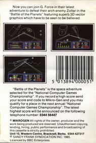 Battle of the Planets  - Box - Back Image