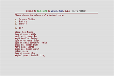 Madlib 128 - Screenshot - Game Title Image