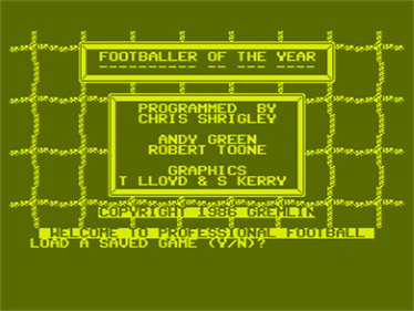 Footballer of the Year - Screenshot - Game Title Image