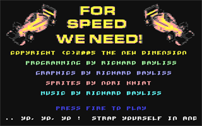 For Speed We Need! - Screenshot - Game Title Image