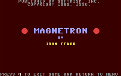 Magnetron (Softdisk) - Screenshot - Game Title Image