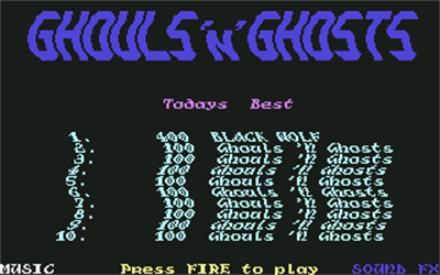 Ghouls 'n' Ghosts - Screenshot - High Scores Image
