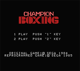 Champion Boxing - Screenshot - Game Title Image
