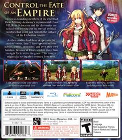 The Legend of Heroes: Trails of Cold Steel - Box - Back Image